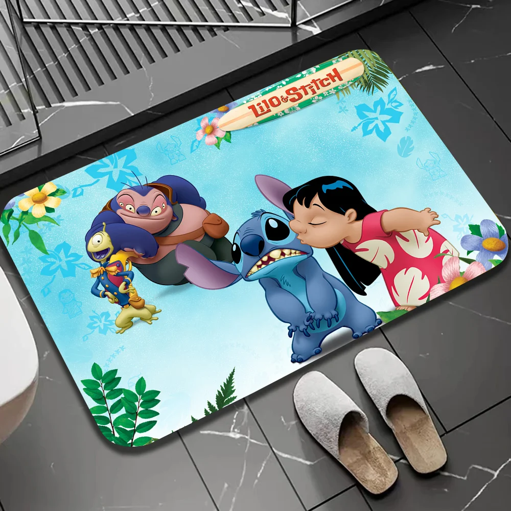 1pc MINISO Disney S-Stitch Floor Mat Floor Mat Anti-Slip Kitchen Bedroom Handmade Tufted Rug Carpet Living Room Entrance Rug