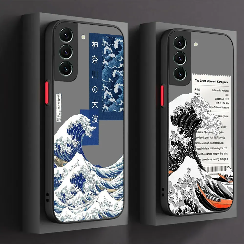 Japan The Great Wave Off Kanagawa Art Case For Samsung Galaxy S23 S22 S21 S20 Ultra Fe S10 S9 S8 Plus Phone Cases Frosted Cover