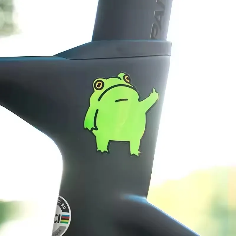 1SET Personalized Middle Finger Frog Bicycle Sticker, Creative Cartoon Decal for MTB Road Bike Frame Moto Decor Accessories