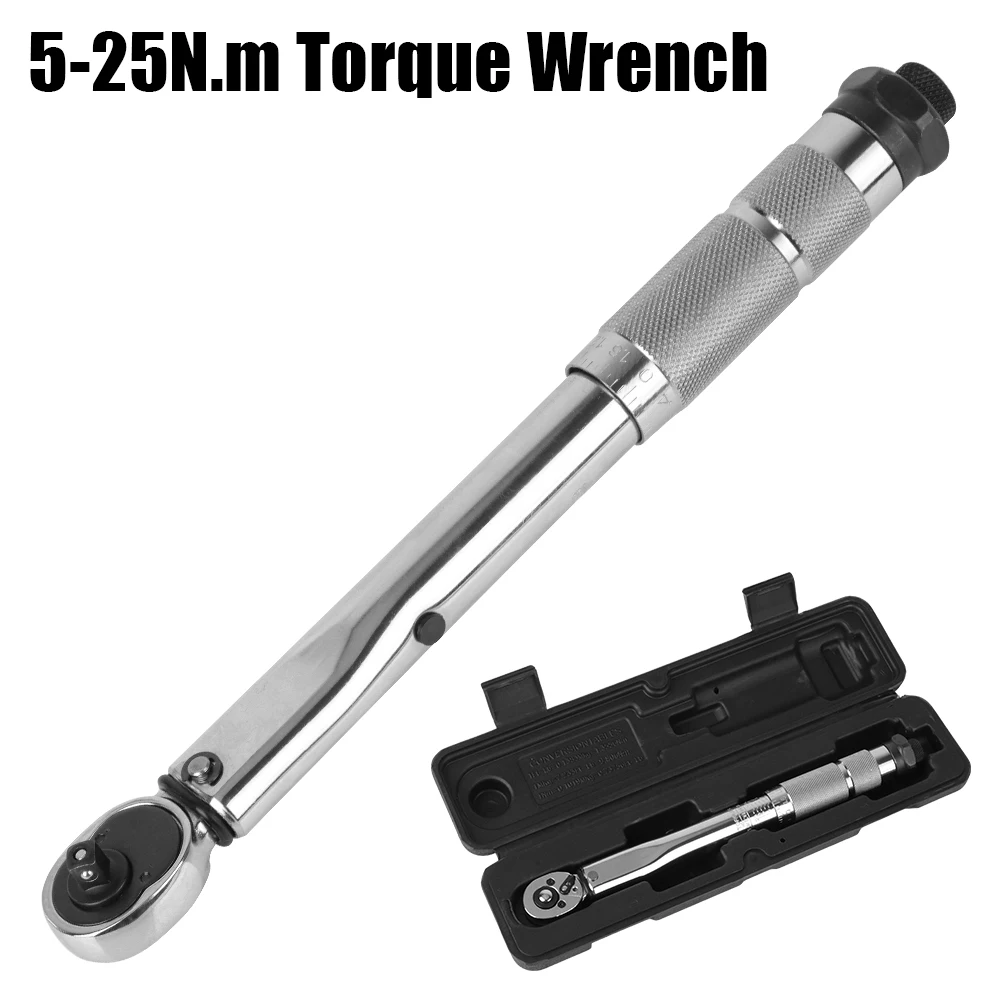 Adjustable Torque Wrench 5-25N.m Micrometer For Car Bicycle Motorbike Use Spanner Hand Tool 1/4\'\' Drive Professional