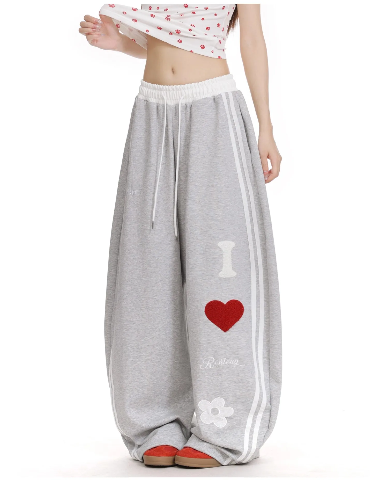 Calça de moletom com cordão e estampa do alfabeto, solta, reta, cintura alta, americana, vintage, 2000s, casual, rua, hip hop, quente