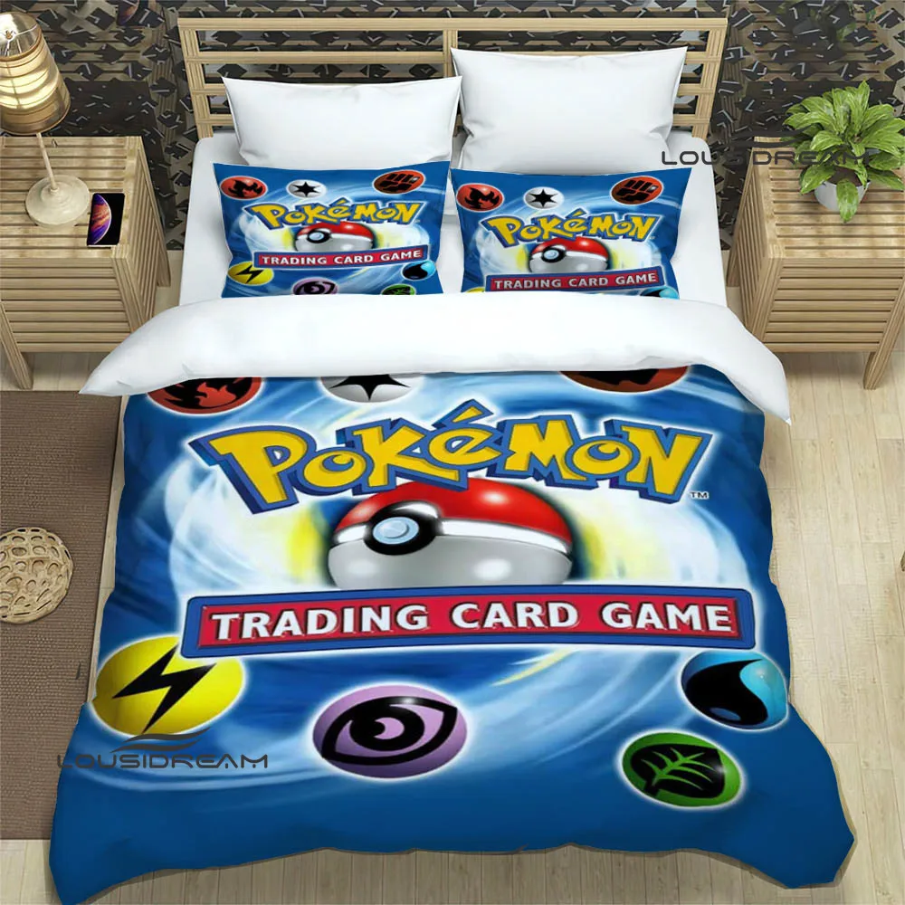 Cartoon Pokémon Trading Card Game Bedding Sets exquisite bed supplies set duvet cover bed comforter set bedding set luxury