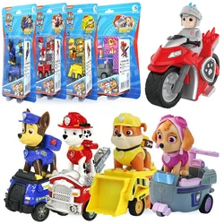 Genuine Paw Patrol Vehicle Chase Skye Marshall Pull Back Cars Playset Building Blocks Ryder Figure Children Toys Birthday Gifts