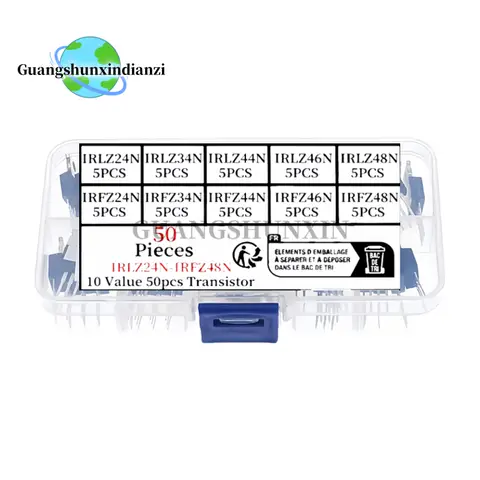 50 PZ 10 valori IRLZ24N IRLZ34N IRLZ44N IRLZ46N IRLZ48N IRFZ24N IRFZ34N IRFZ44N IRFZ46N IRFZ48N serie TO-220 MOSFET