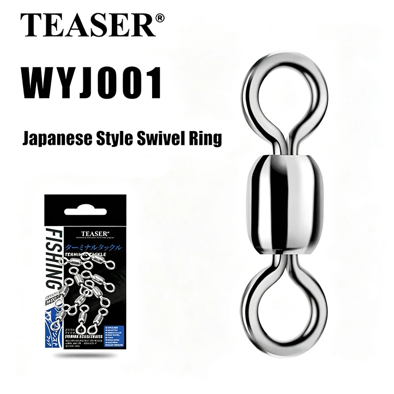 TEASER WYJ001 10pcs/bag 1#-8# All Stainless Steel Crane Swivel Saltwater Fishing Lure Connector Rolling Barrel Swivels