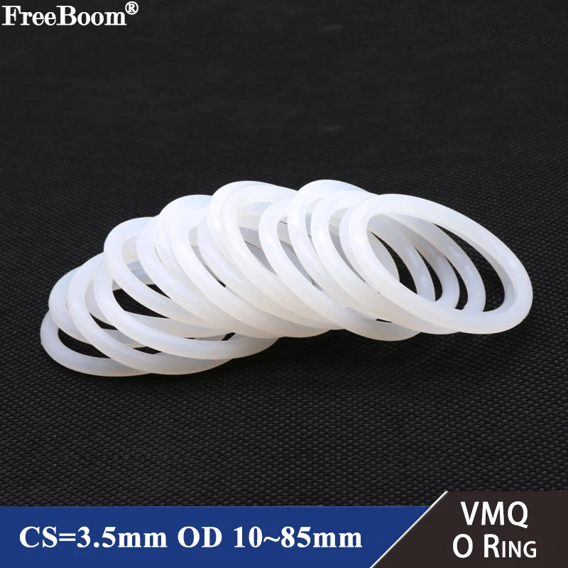 

10pc VMQ White Silicone O Ring Gasket CS 3.5mm OD 10~ 85mm Food Grade silicone rings o-rings rubber ring gaskets