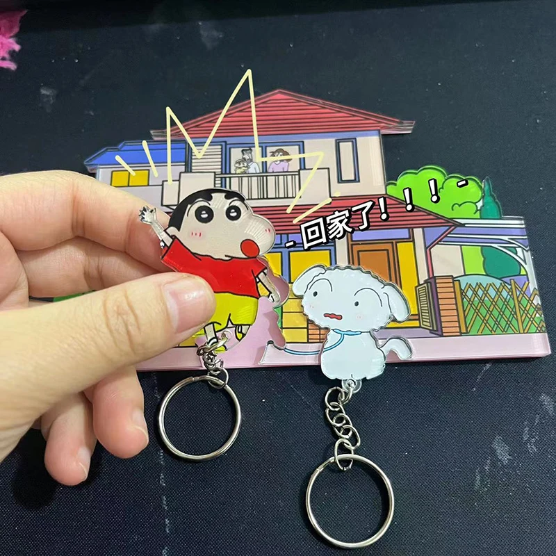 Cute Anime Crayon Shin-Chan Keychain Kawaii Cartoon Refrigerator Sticker Pendant Backpack Foyer Keychain Storage Rack Girl Gift