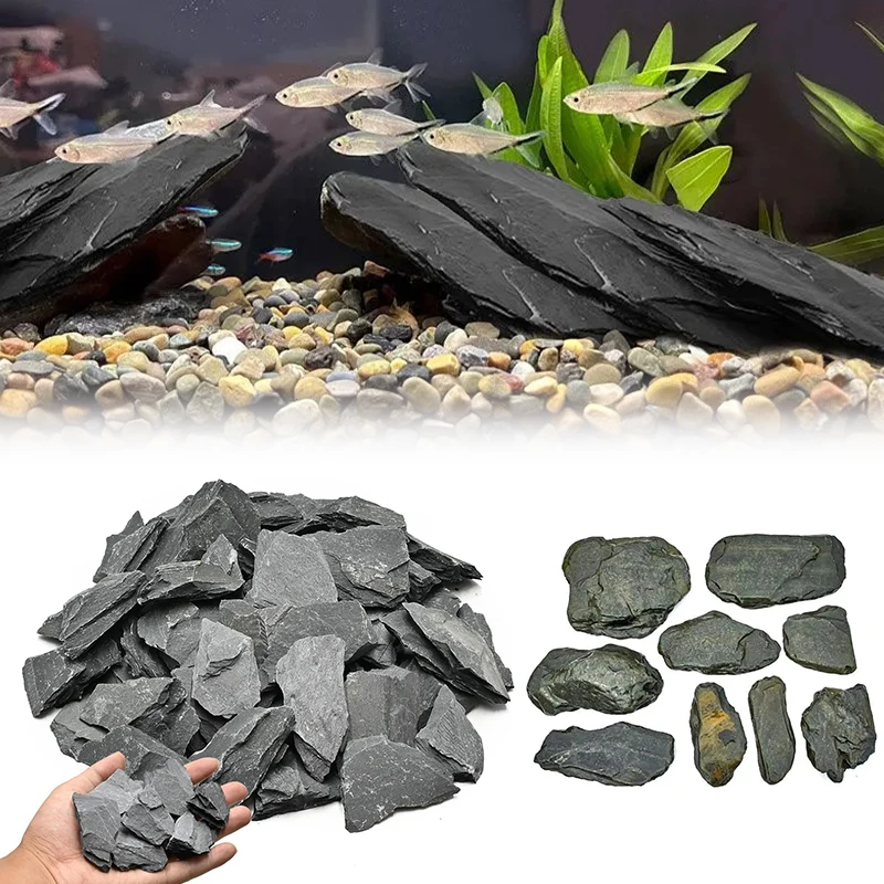 Kit de piedras para paisajismo de acuarios de 500/1000g, piedra de pizarra para terrarios, decoraciones de paisajismo rígido, suministros para paisajismo acuático ZYF