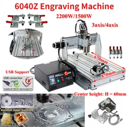 LY 2200W Desktop Engraving Machine 6040Z DIY 1500W Spindle 4axis Cutting Milling Printer for PVC Aluminum Woodworking USB Port