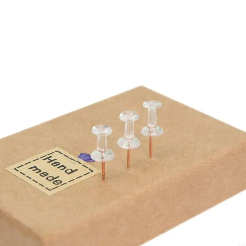 W89c 100pcs transparente Roségold -Push -Stifte Daumen Thumbtack Board Pins Zeichnung Foto