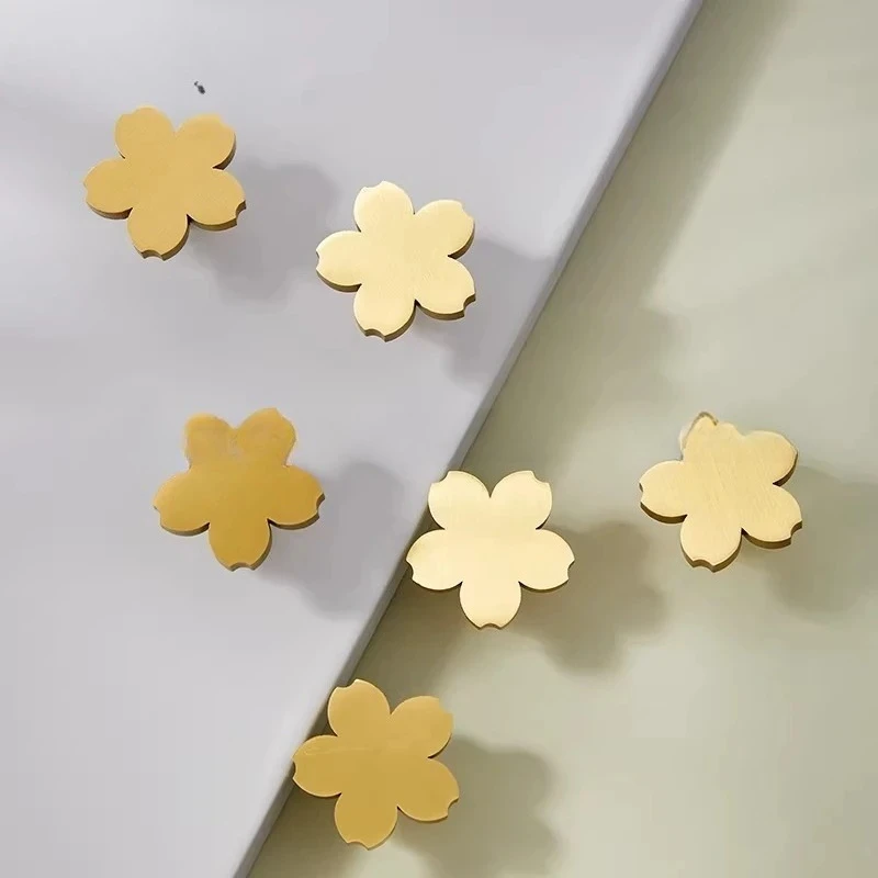 1pcs Sakura handle brass children's room wardrobe cabinet door drawer kitchen modern simple golden single hole flower