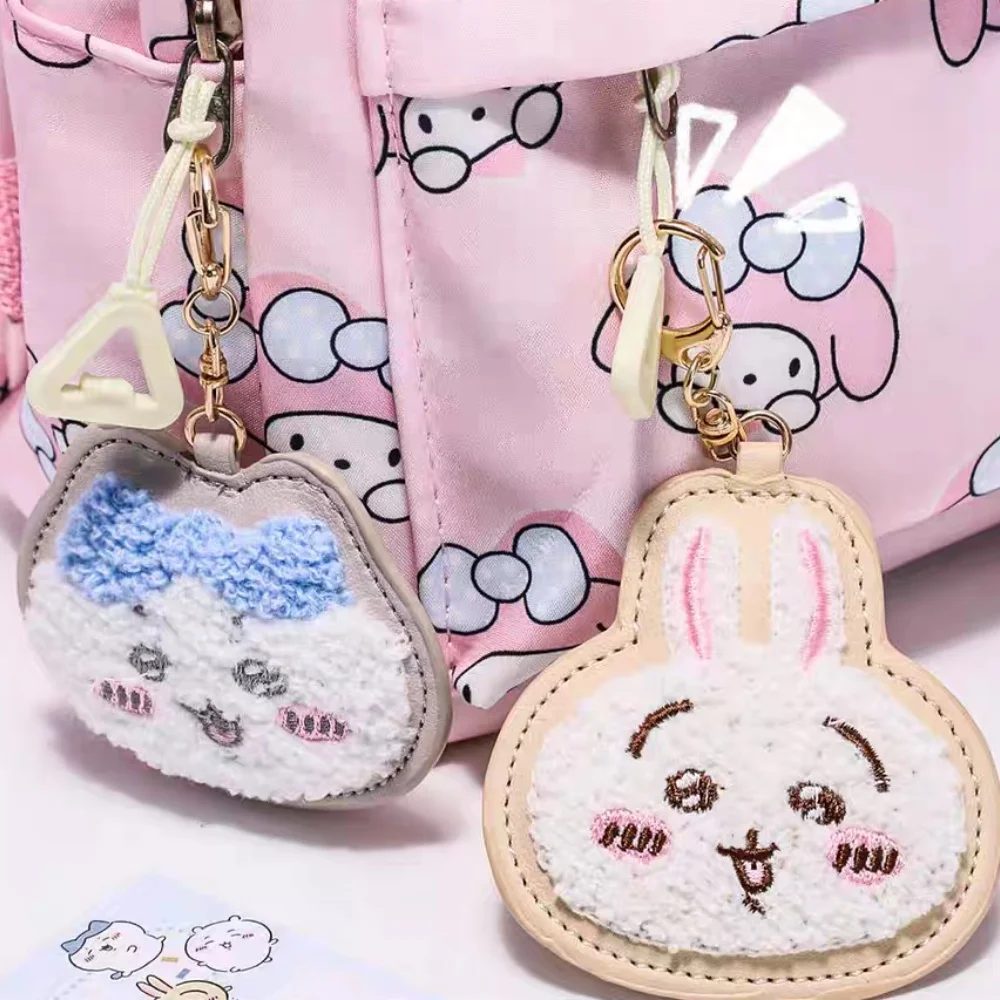 

Kawaii Chiikawa Plush Embroidered Keychain Anime Cartoon Hachiware Usagi Suitable For Backpack Decoration Keyring Accessories