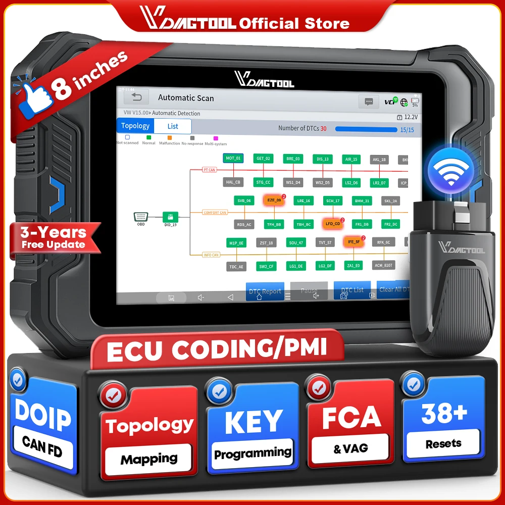 VDIAGTOOL VD80BT Bluetooth-Autodiagnosetools BT Drahtloser bidirektionaler Scan-Scanner WIFI-Scanner