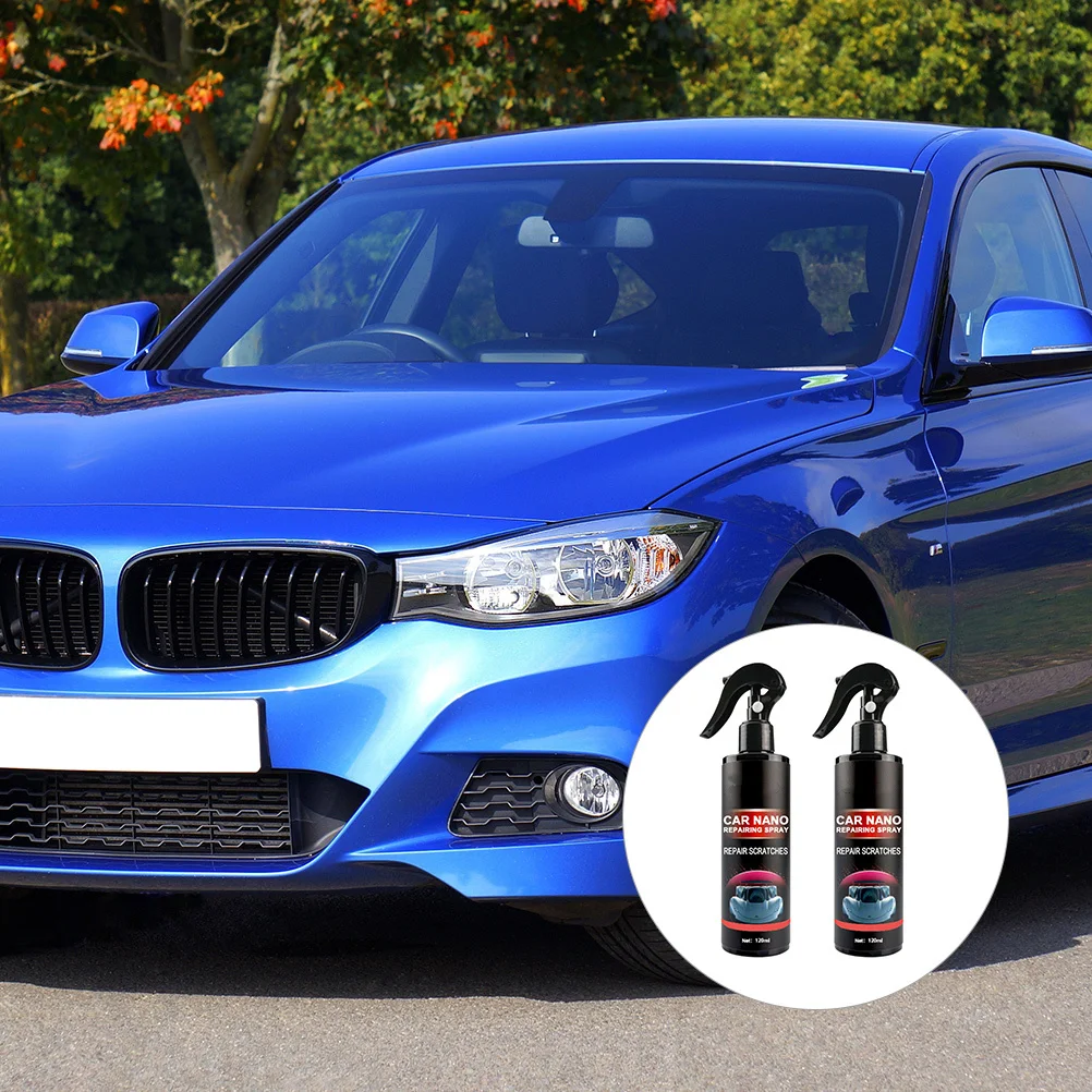 

2 Bottles Nano Scratch Repair Spray Car Polish Restorer Remove Wax Rust Squeeze on Sponge Rub Disappear Perfect Gift for Drivers