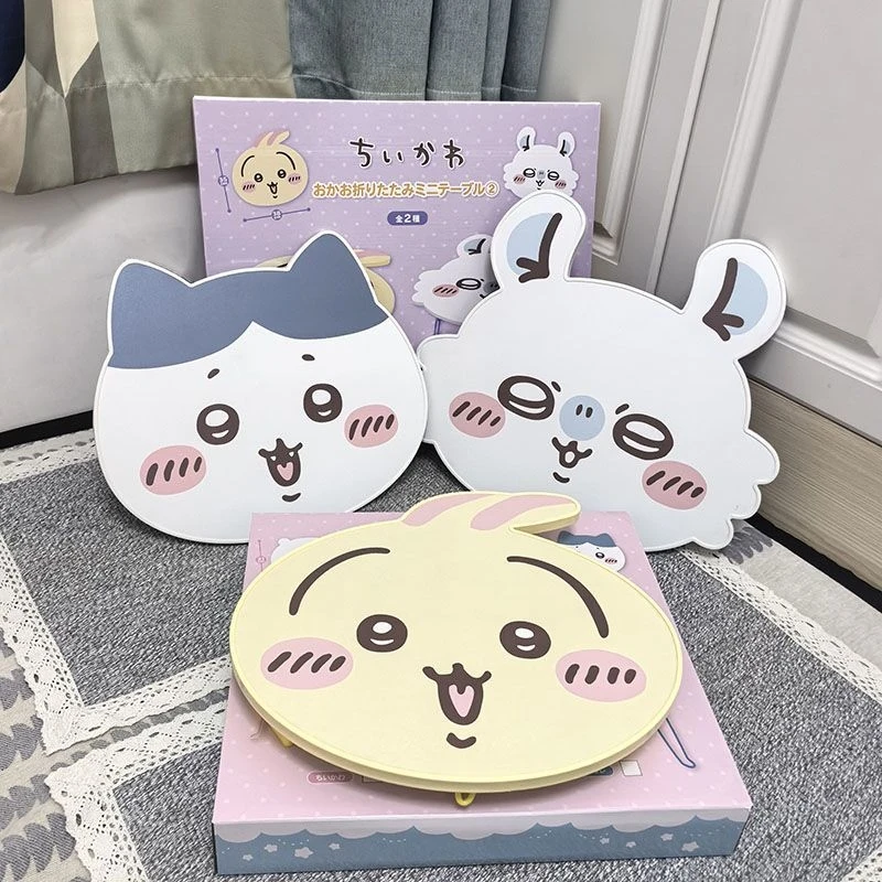 Cute Chiikawa Folding Side Table Kawaii Hachiware Usagi Cartoon Bedside Tray Desk For Kids Room Bedroom Study Station Gift