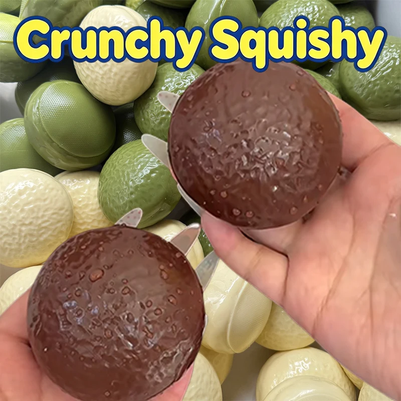 Chocolate Pie Crunchy Squishy Stress Ball Crispy Fidget Toy Round Blocks Filled Squeeze Toy ASMR Stress Relief  Toy for Adult
