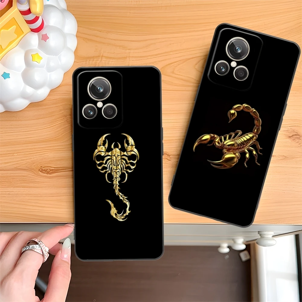 Colored Golden Scorpio Mobile Cell Phone Case for Realme GT 2 9i 8i 7i Pro X50 X2 C35 C21 C20 C11 C3 Black Phone Cover Shell