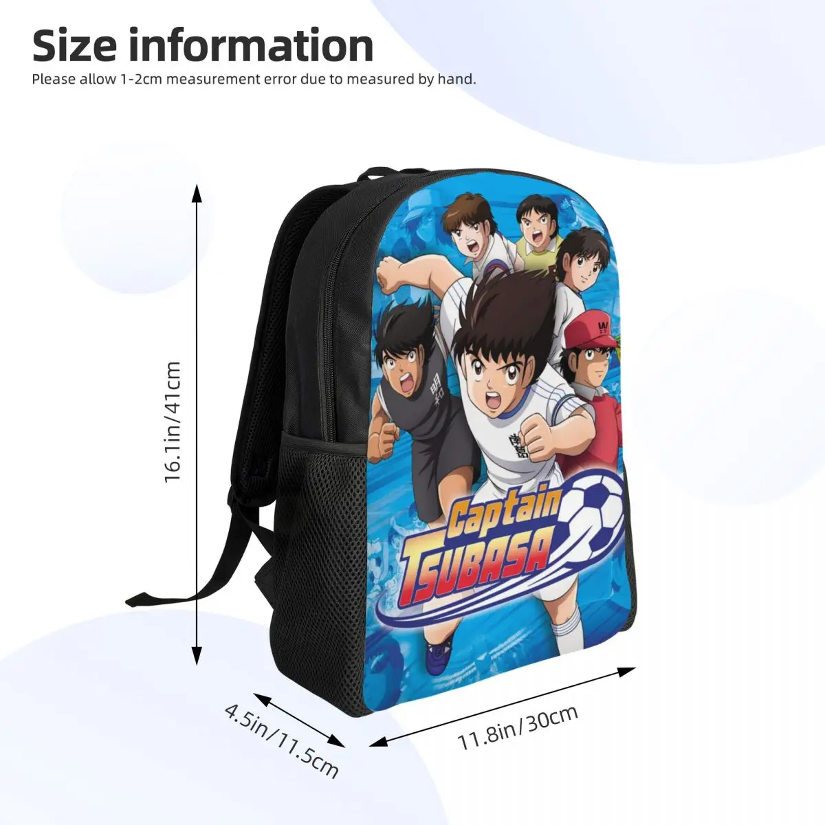 Japan Football Manga Captain Tsubasa Backpack for Women Men Water Resistant College School Bag Print Bookbag