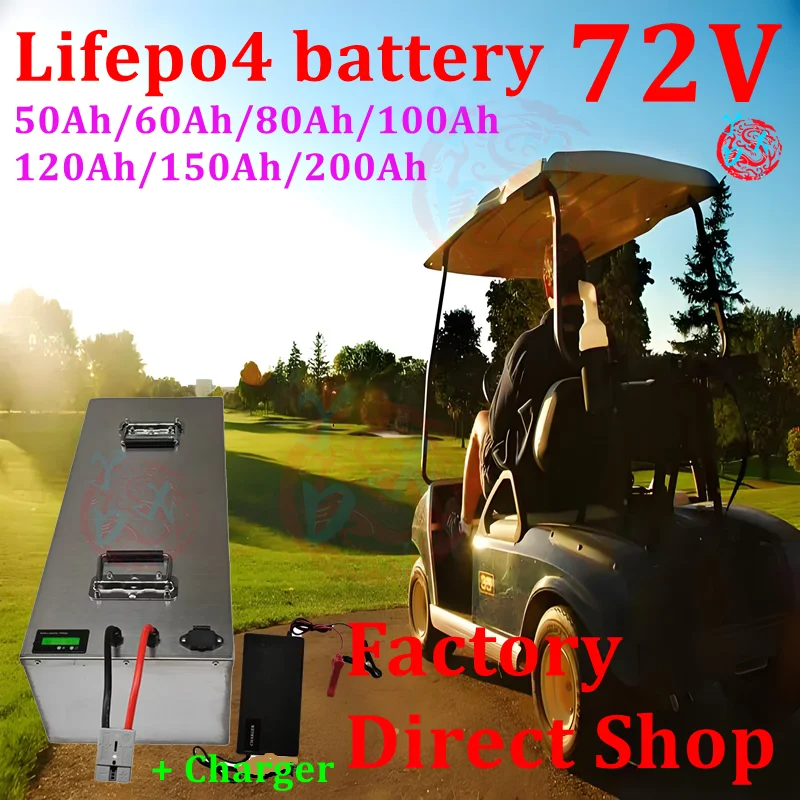 

72V 50Ah 60AH 80AH 100AH 120AH 150Ah 200AH LifePo4 Lithium Battery, Golf Cart, Electric Vehicle+Charger