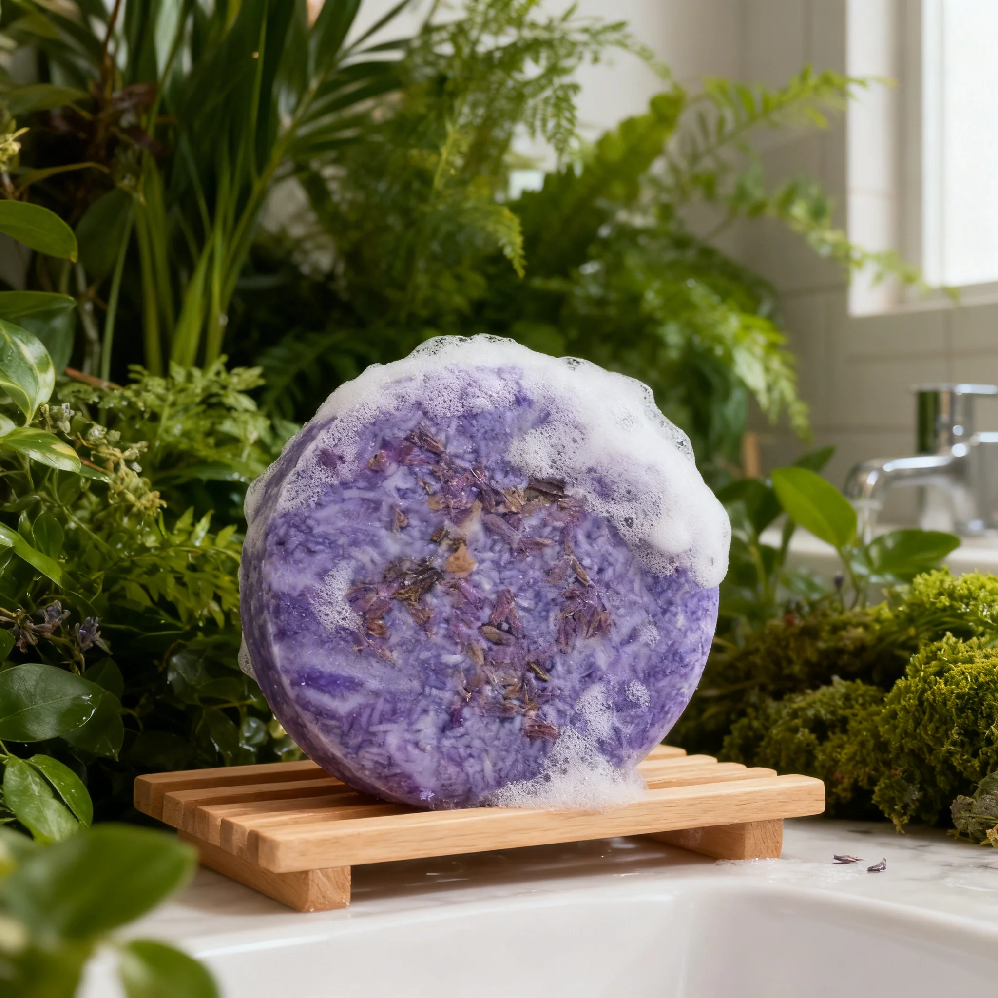Handmade Lavender Shampoo Bar Natural Plant Essential Oil Hair Soap Deep Cleansing Soothing Scalp Eco-Friendly Solid Shampoo