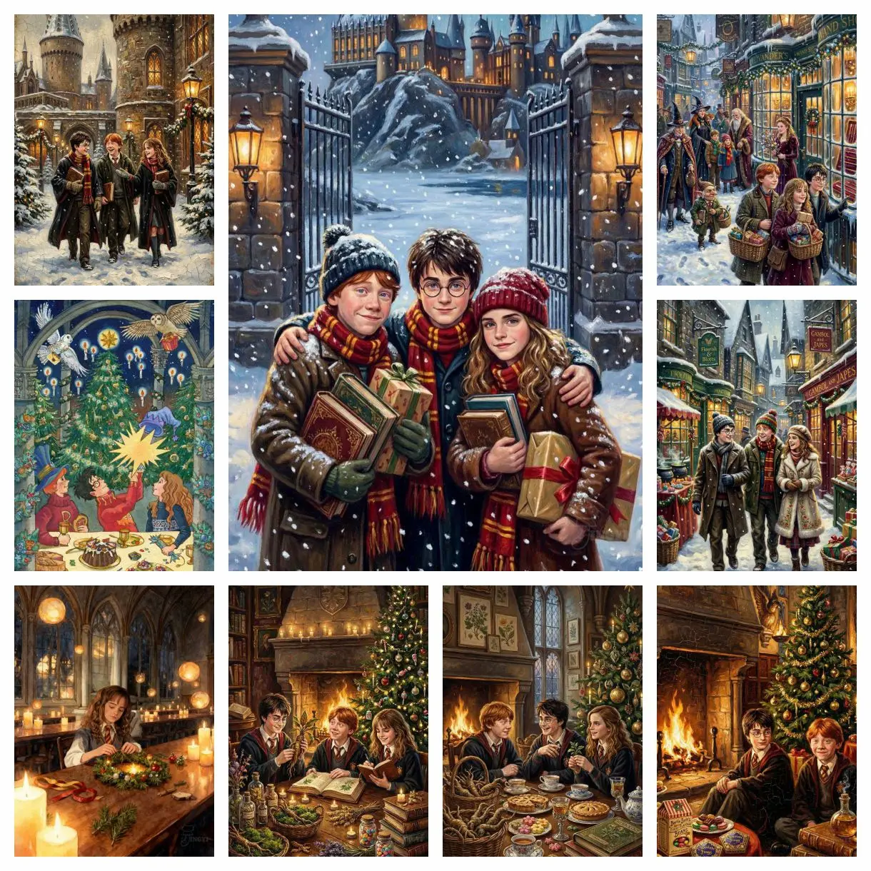 2025 nuevo Castillo de Navidad de Harry Potter 5D pintura de diamante arte alfabeto mágico casa de bruja punto de cruz mosaico decoración del hogar