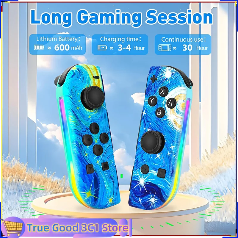 

Switchjoycon Left Right Gamepads Rgb Lights Wake-Up Vibration Dazzling Light Motion Sensing Bluetooth Gamepad Games Accessories