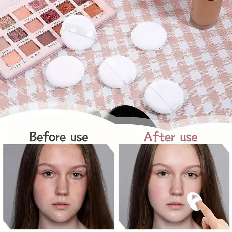 12er-Pack Mini-Puderquasten mit Fingerspitze – 4,32 cm runder wiederverwendbarer Make-up-Schwamm, tragbares Reise-Schönheitswerkzeug für Damen, Reise-Essential – Detail 3