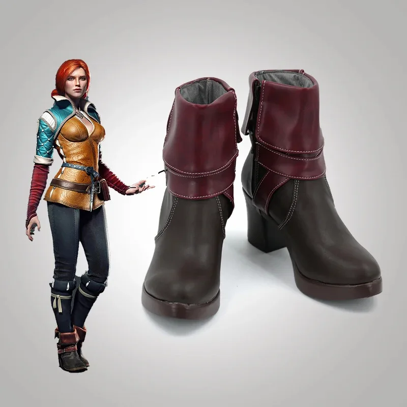 

2025 11, карнавальные ботинки Triss Merigold на Хэллоуин, обувь из искусственной кожи в стиле аниме, реквизит для косплея, индивидуальный заказ