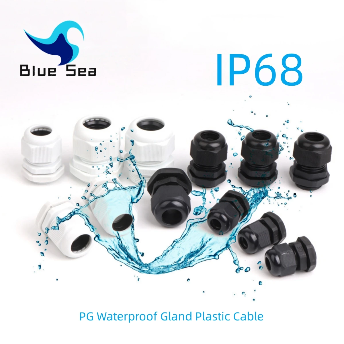 Waterproof Cable Gland Plastic Cable Entry IP68 PG7 For 3-6.5mm PG9 PG11 PG13.5 PG16 PG19/21 White Black Nylon Plastic Connector