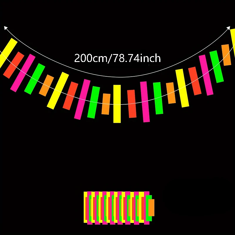 Neon Party Hangende Streamers Glow in the Dark UV-slingers Blacklight Reactieve Fluorescerende Banner Glow Verjaardagsfeestje Decoratie