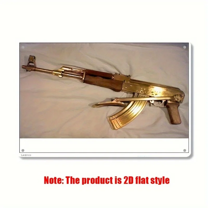 

2D Gold AK47 Metal Sign, 7.87x11.81 inches, Vintage Military Wall Art, Home Decor, Perfect for Parties & Anniversaries