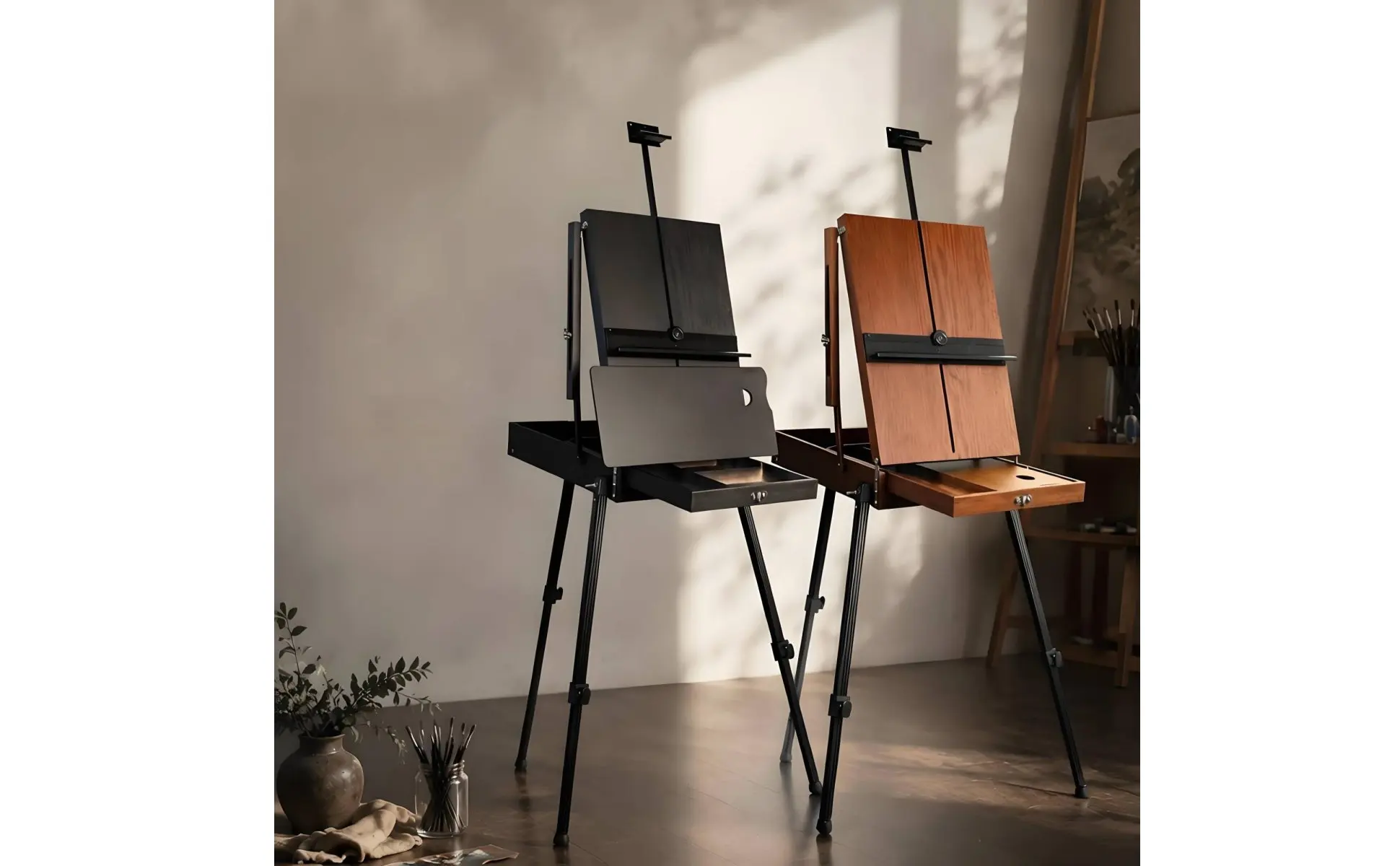 Aluminum Easel Box Multifunctional Portable Easel Box Lightweight Foldable for Artists, Outdoor Sketching, Travel