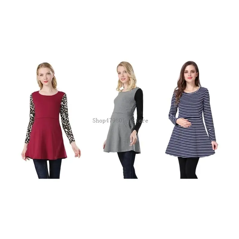 Long Sleeve Nursing Shirt for Comfort Fit Multi Season Wear Breastfeeding Tops