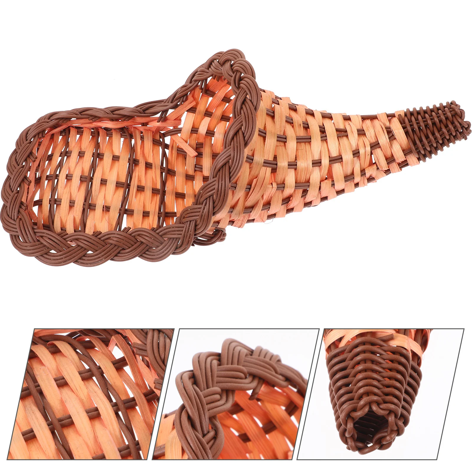 

Bamboo Woven Cornucopia Storage Fruit Bread Snack Organizer Home Decorative Food Serving Kitchen Table Dinning Room Woven