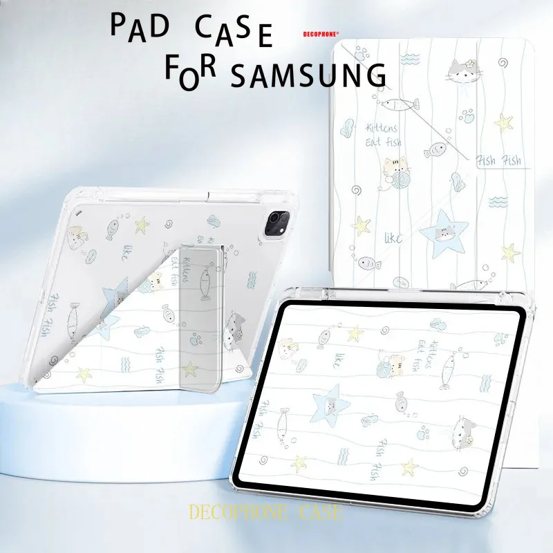 For Samsung Galaxy Tab A8/A9/A11+FE LITE PLUS/Galaxy Tab S6 Lite/S7/S8/S9/S10+ FE "Small Fish" 3+Y-fold