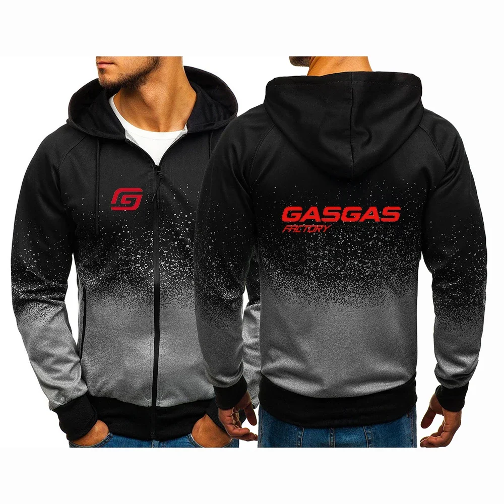 2024 Motorcycles GasGas Logo Printed Popular Gradient Color Hooded Jacket Spring Autumn Men's Handsome Zipper Hooded Sweatshirts