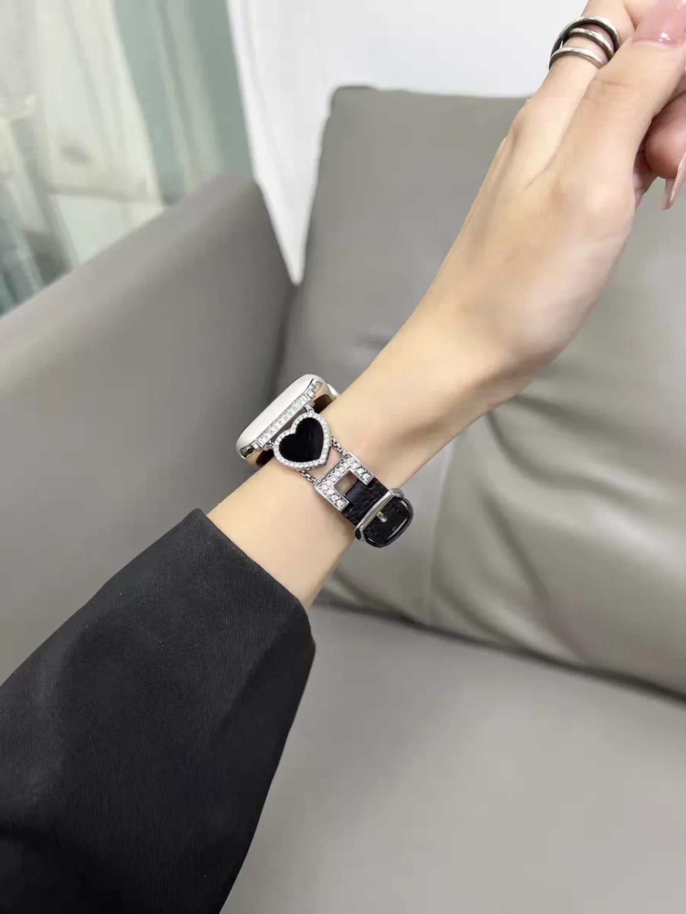 ممتاز فاخر الحب حلقة جلدية سوار ربط ل سوار ساعة يد آبل سلسلة S10/8/7/6/3/4/5/9 40 مللي متر 41 مللي متر 42 مللي متر 44 مللي متر 45 مللي متر 46 مللي متر