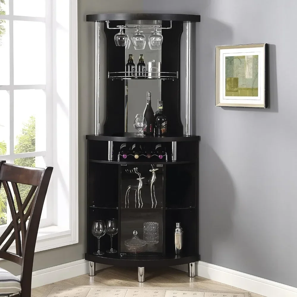 

Corner Bar Unit Wine Rack Black Showcases Display Cabinet Refrigerator & Cabinets Shelf Furniture