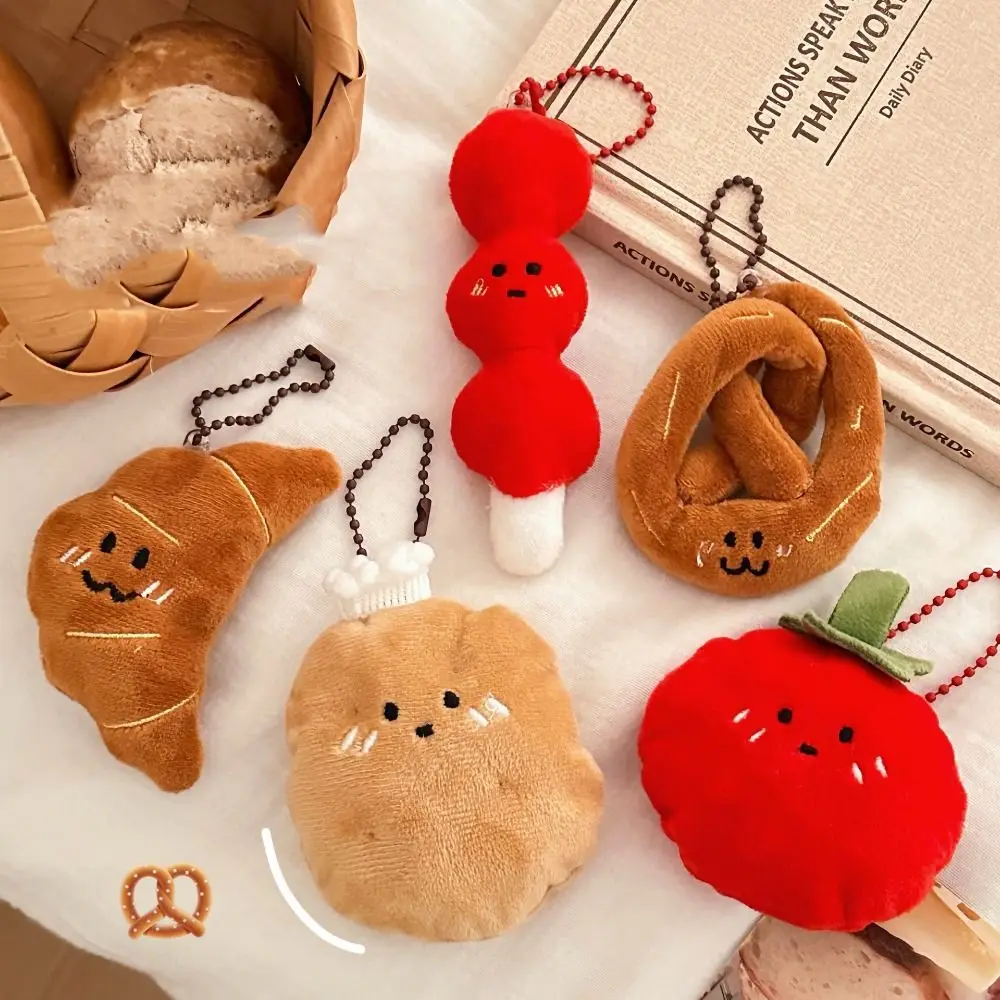 Cute Cartoon Food Plush Keychain Potato Croissant Tomato Plush Key Chain Soft Plush Stuffed Bag Pendant Backpack Decor