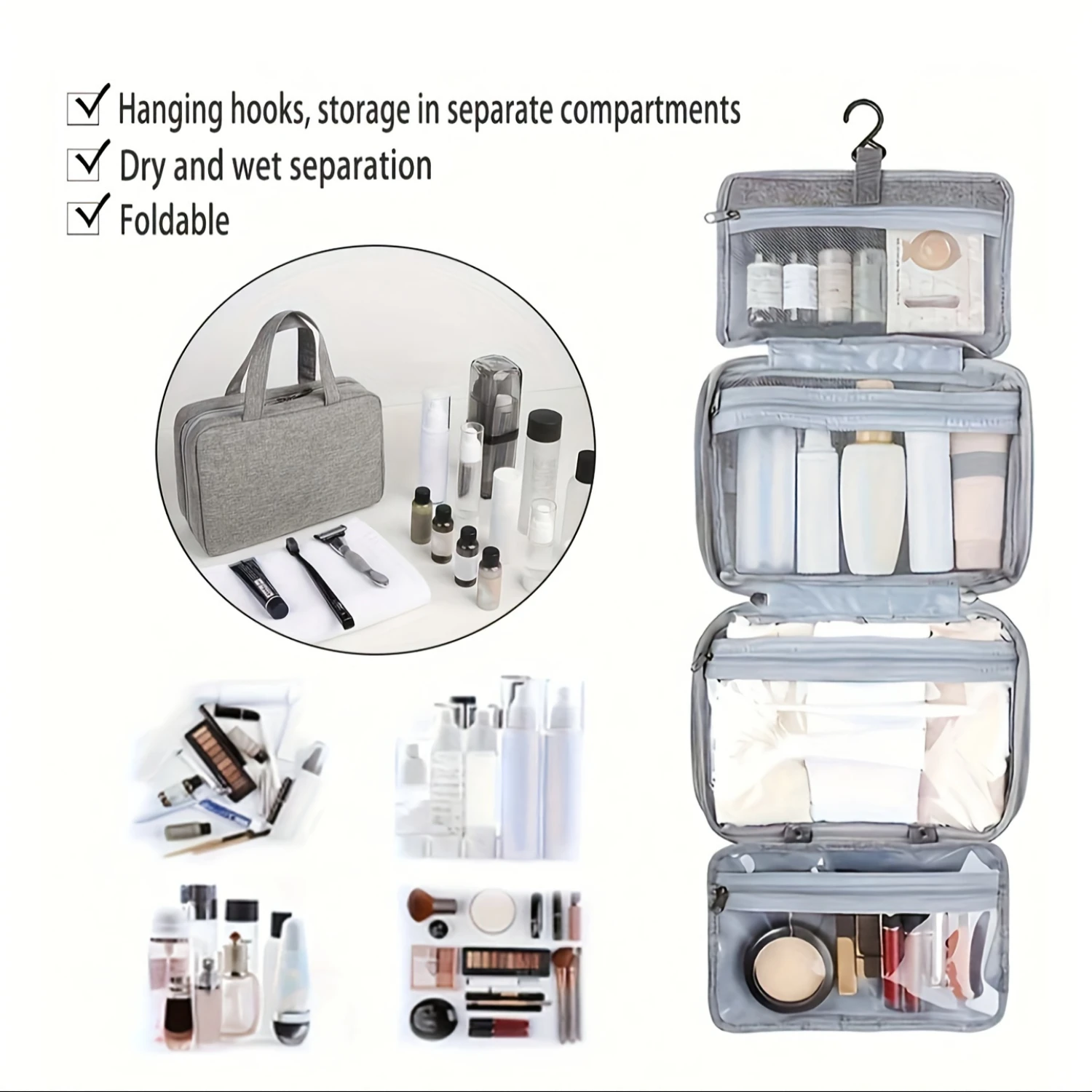 

Lightweight & Stylish Travel Toiletry Bag - Water-Resistant Hanging Cosmetic Organizer with Zipper Closure - Perfect Makeup Bag