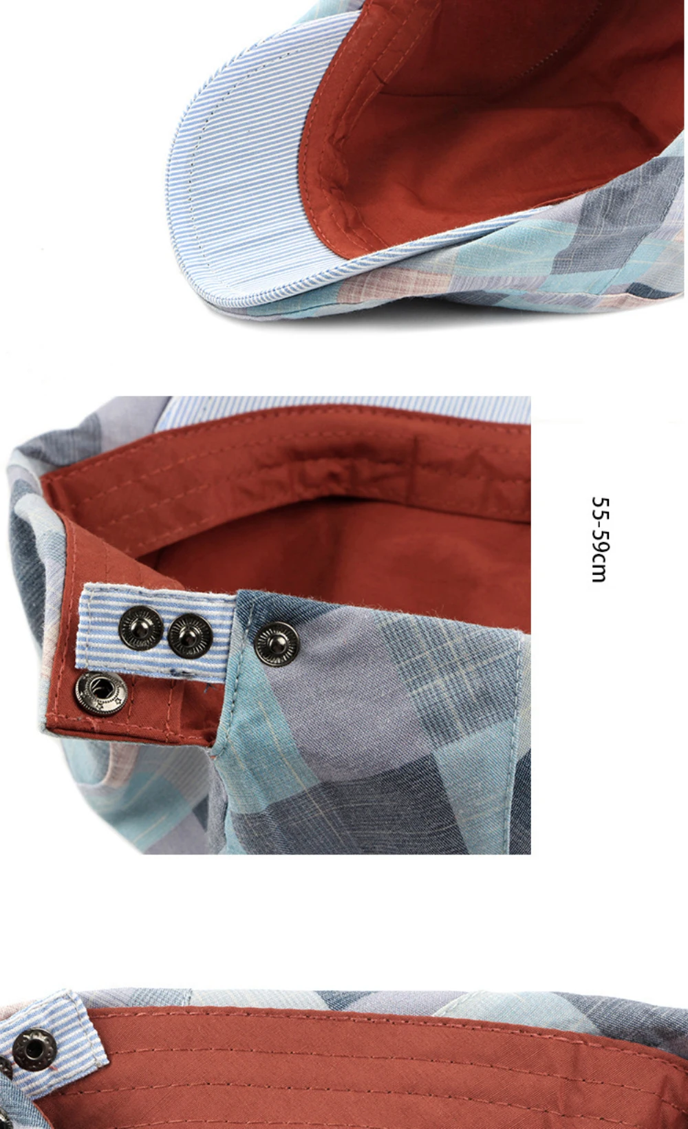 HT5113 Herren- und Damen-Baskenmützen Vintage Künstler-Mütze Verstellbare Ivy-Flatcap Neue Frühling-Sommer Karierte Baskenmütze – Detail 5