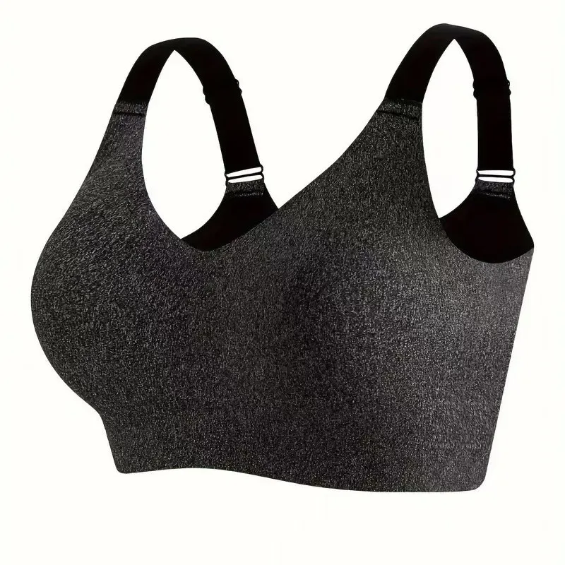 Cross-Border Foreign Trade plus Size Traceless Underwear Women's Thin Fitness Big Chest Small Push up Wireless Bra Sports Bra