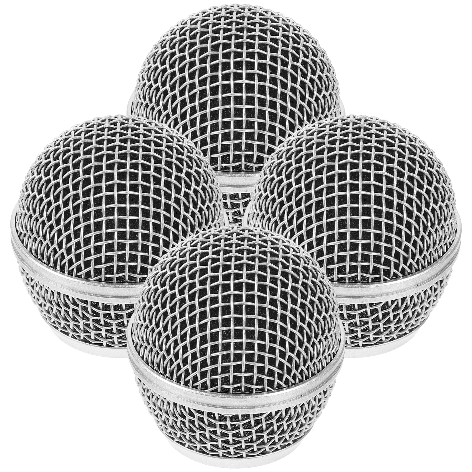 

4pcs Microphone Ball Heads Replacement Mic Grille Heads Inner Foam Filter Metal Mesh Microphone Grill Cover For Wireless Mic