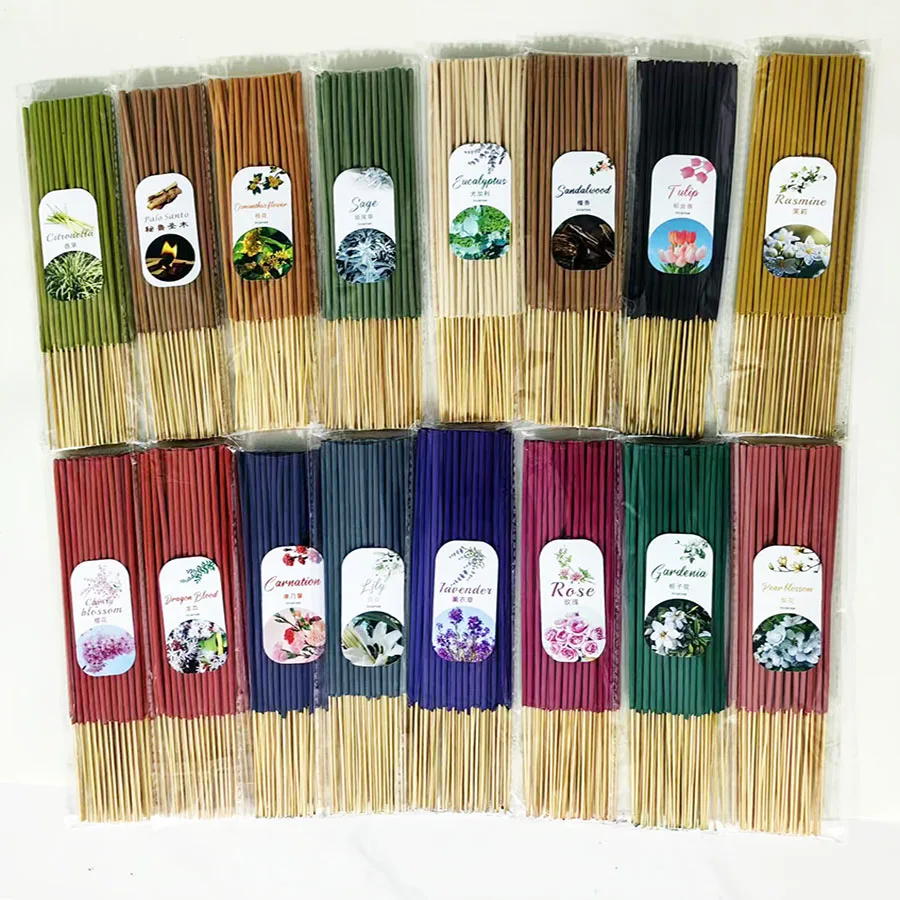 Palo de incienso de bambú premium con múltiples sabores de 16 colores: aroma duradero, seguro y no irritante, perfecto para pescar, terraza t