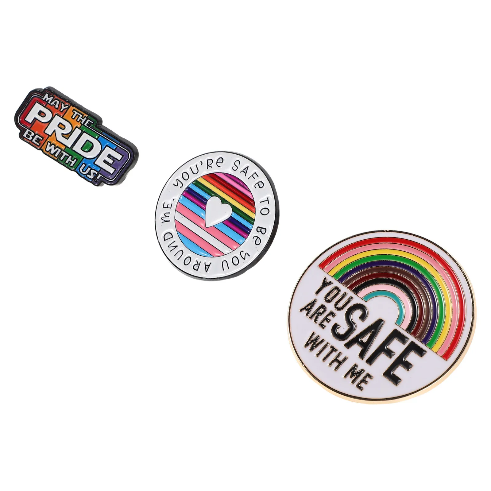 

3Pcs Rainbow Metal Enamel Lapel Pins Decorative Brooch Pins for Clothes Hats Backpacks Bags Pride Badge Pin Brooch