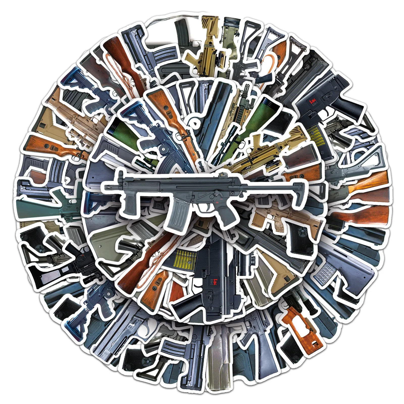 10/30/50PCS Military Style Gun Handbook Sticker Cool DIY Mobile Phone Helmet Computer Water Cup Waterproof Decoration Wholesale