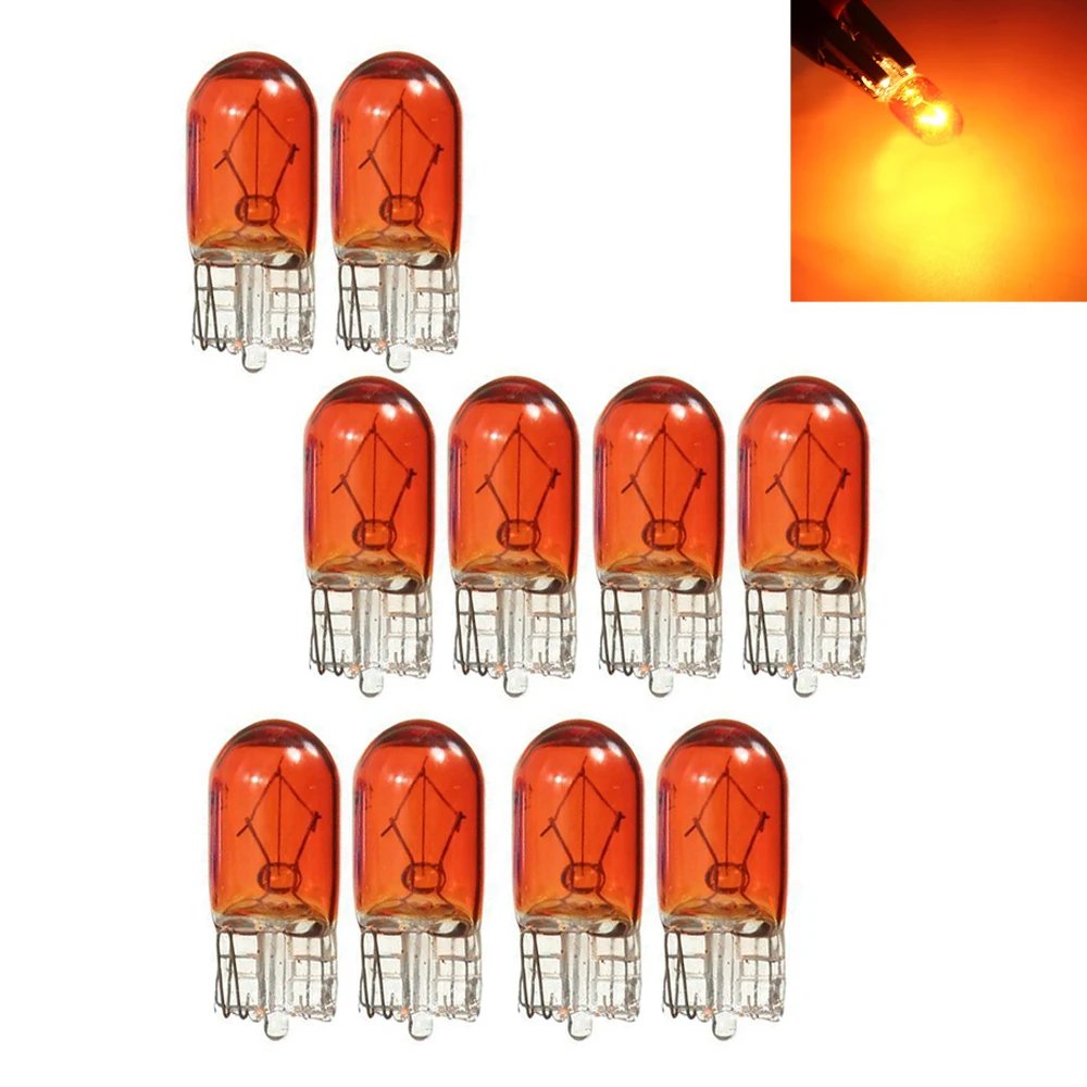 10pcs Car T10 Halogen 3W 194 158 Wedges 12V Car Instrument Reading Lights Car Panel Decorative Lights Auto Lamp Accessories