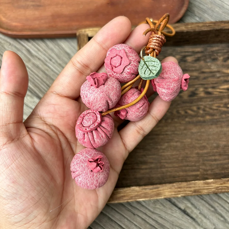 Blueberry Bag Charm Simulation Fruit Genuine Leather Bag Pendant Cute Bag Accessory Handmade Ornament Handbag Decoration