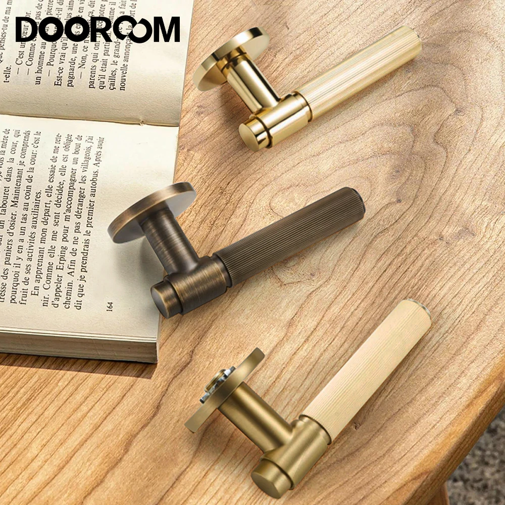 Imagem -03 - Dooroom-solid Wood Door Lock Grupo Cabo de Madeira Split Privacy Pore Listra Interior Quarto Casa Moda