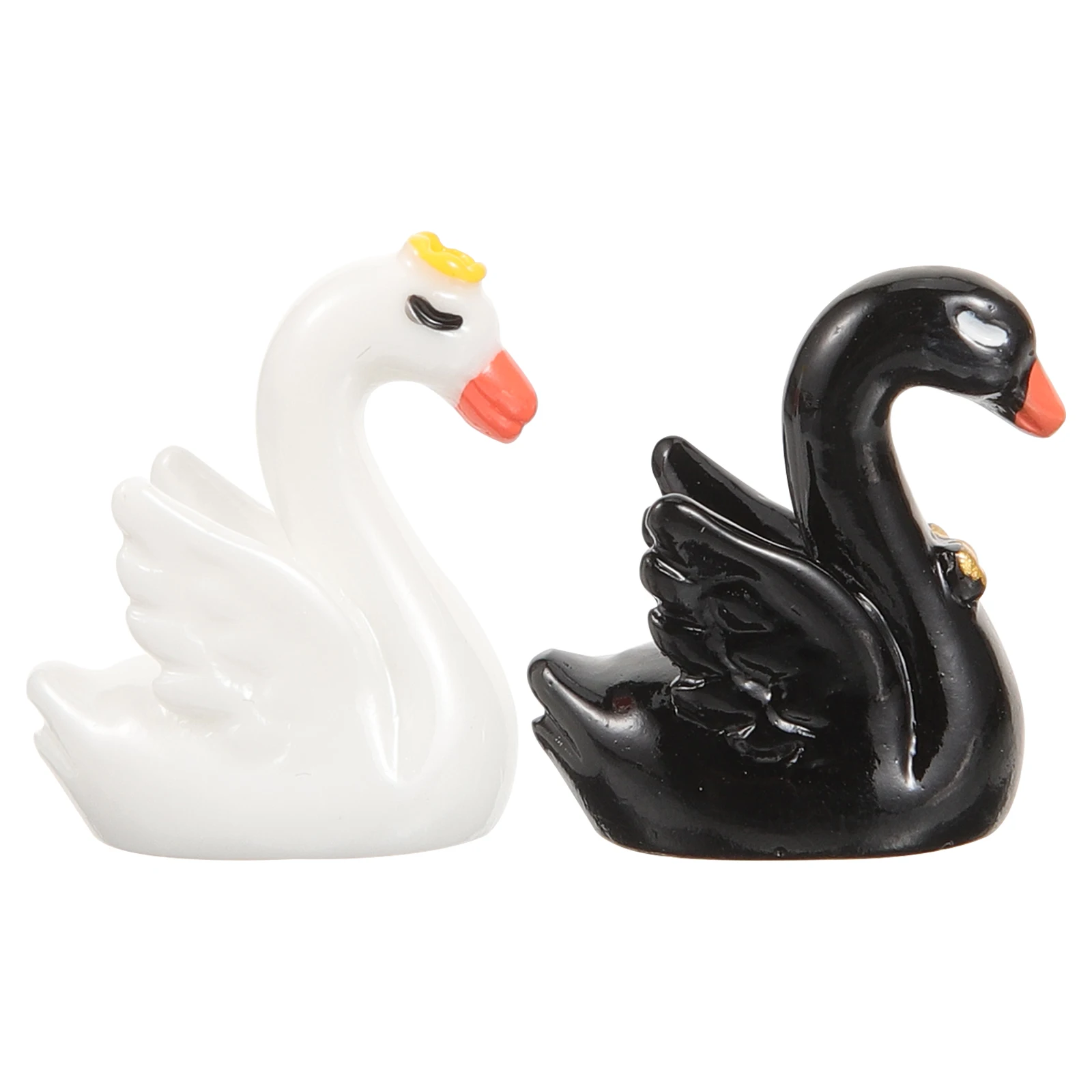 

2pcs Miniature Swan Decor Black White Resin Figurines Bonsai Landscaping Garden Layout Ornament Desktop Accessories